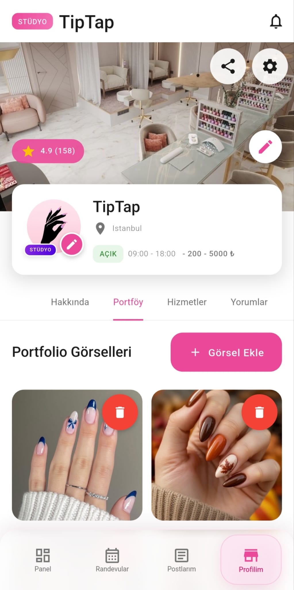 Tiptap — stüdyo portföyü: müşteri profiline yansıyan iş görselleri